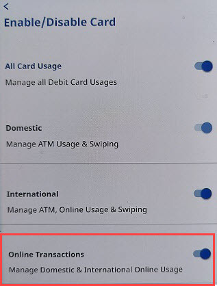 federal bank debit card online transactions