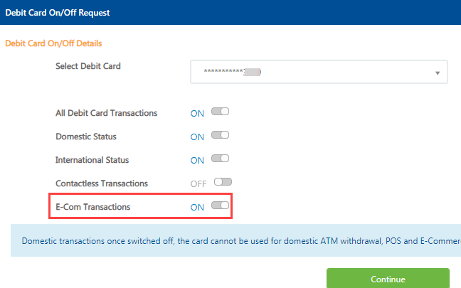 federal bank debit card online transactions