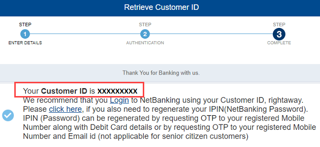 HDFC Bank Account Customer ID