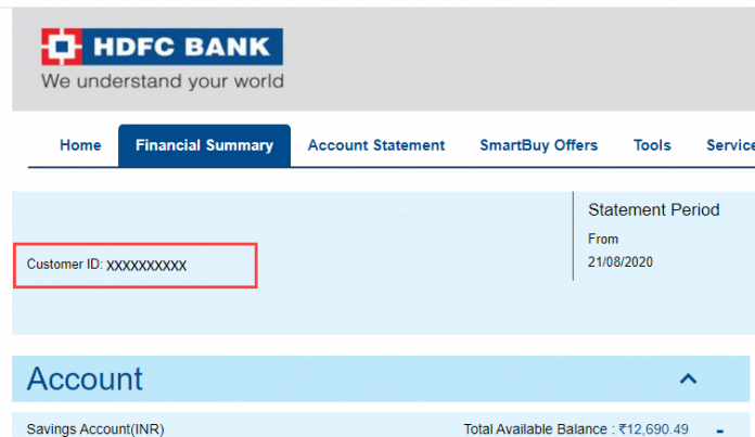what is customer id in hdfc cheque book