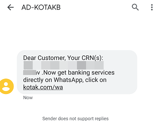 Kotak Account CRN Number