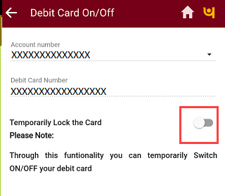 switch on off PNB ATM/Debit card
