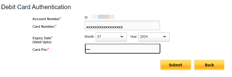 PNb debit card enable/disable