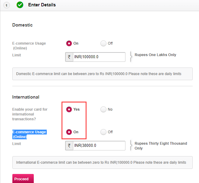 Axis Bank Debit Card international usage