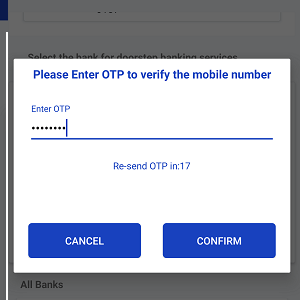 Door step banking add bank account