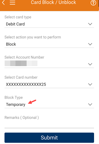 Block/Unblock ICICI Debit Card