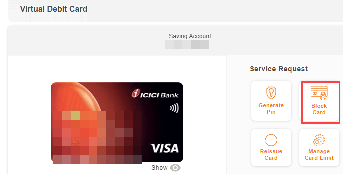 Block/Unblock ICICI Debit Card