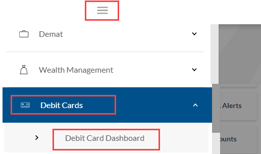 Yes bank net banking debit card dashboard