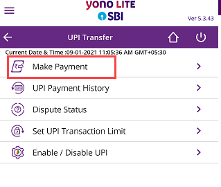 SBI UPI Money Transfer through Mobile Banking