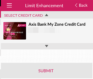 Axis Credit card limit increase