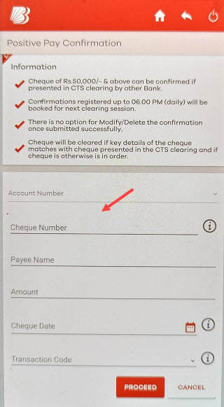 Bank of Baroda positive Pay