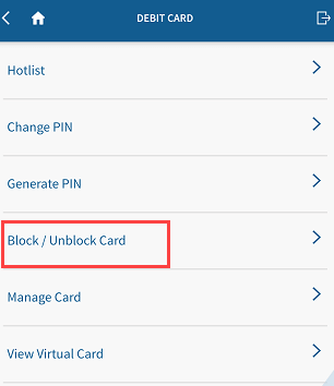 Block/Unblock Yes Bank Debit Card