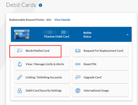 Block/Unblock Yes Bank Debit Card