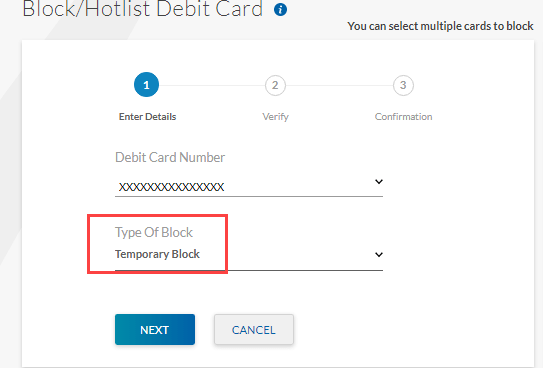 Block/Unblock Yes Bank Debit Card