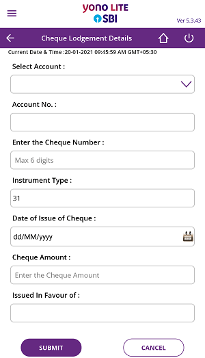  Submit SBI Cheque Details (Positive Pay) Online