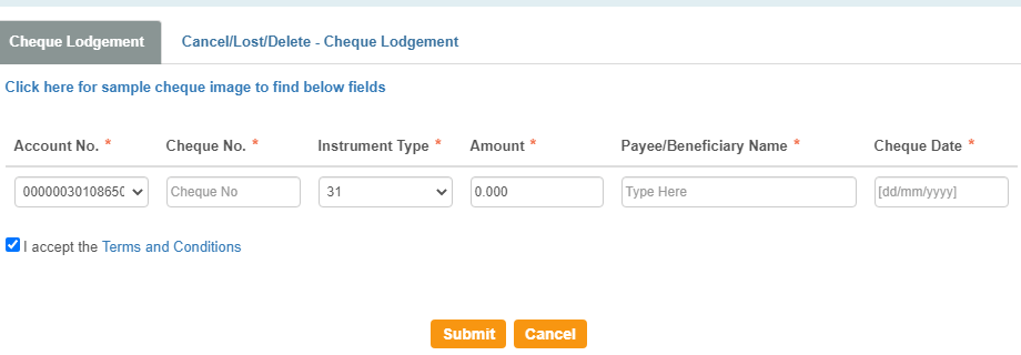  Submit SBI Cheque Details (Positive Pay) Online
