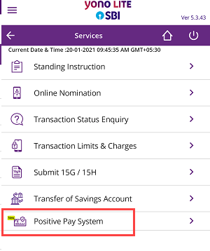  Submit SBI Cheque Details (Positive Pay) Online
