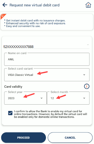 Create Bank of Baroda Virtual Debit Card Online