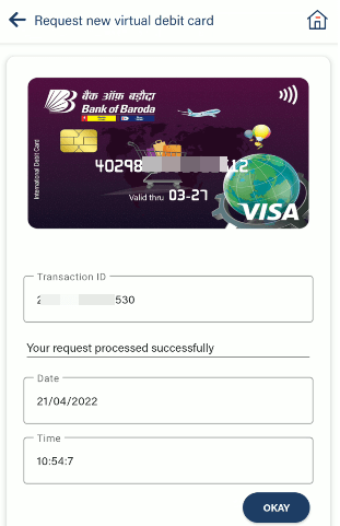 Create Bank of Baroda Virtual Debit Card Online