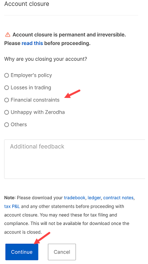 zerodha account close