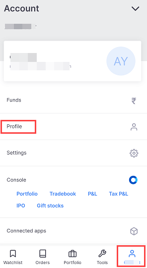 Zerodha profile