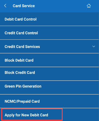 Central Bank of India Debit Card Online