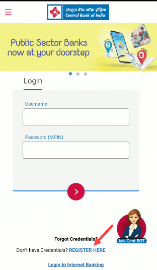  Register for Central Bank of India Mobile Banking