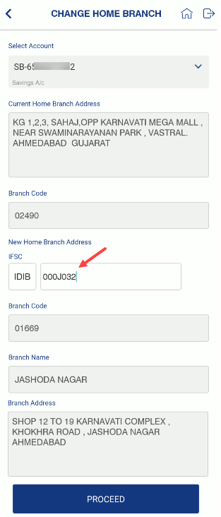 change home branch indian bank 