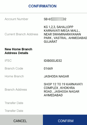 change home branch indian bank 