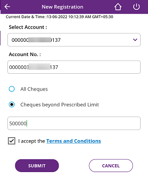 Register SBI Account for Positive Pay System