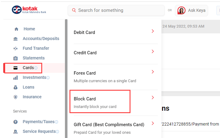 Permanently Block Kotak Debit Card Online