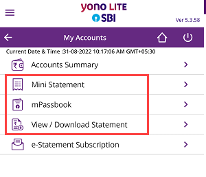 Check SBI Account Transaction History Online
