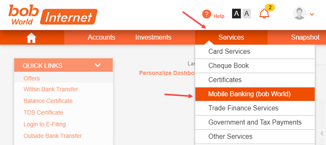 De-Register Bank of Baroda Mobile Banking (bob  world)