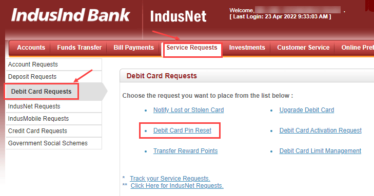 Generate IndusInd Bank ATM PIN Online