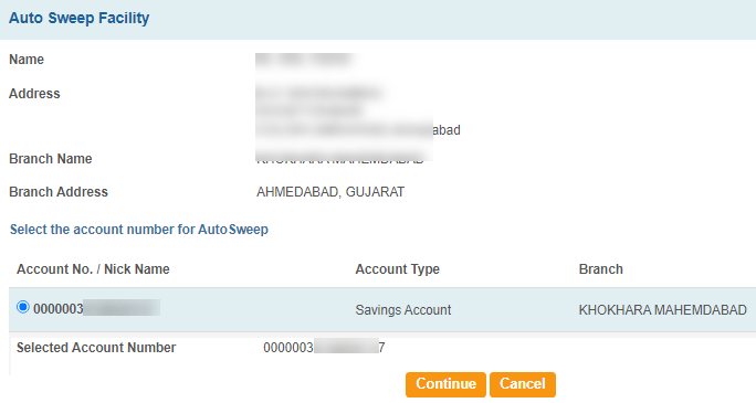 Enable Auto Sweep Facility in SBI Online