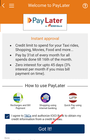Activate ICICI PayLater Account Online