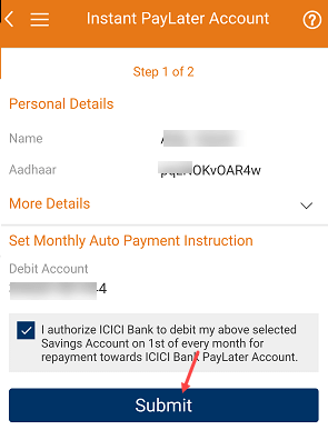 Activate ICICI PayLater Account Online