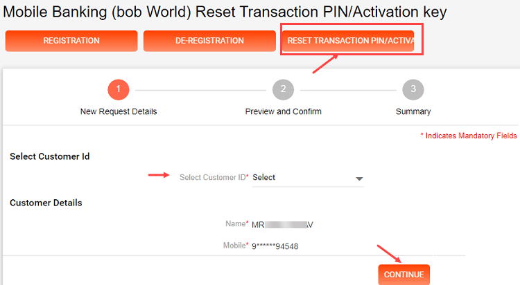 Receive New Bank of Baroda Mobile Banking (BoB World) Activation Key/Transaction PIN Online