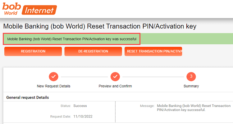 Receive New Bank of Baroda Mobile Banking (BoB World) Activation Key/Transaction PIN Online