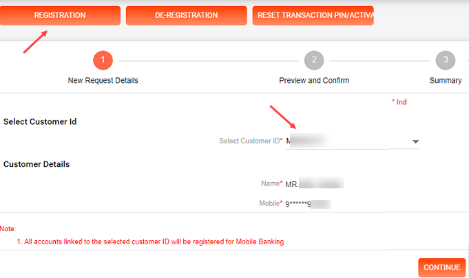 Bank of Baroda mobile banking registration