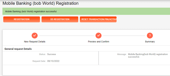 Bank of Baroda mobile banking registration