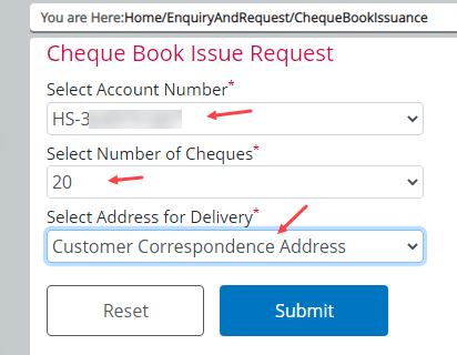 Request Central Bank of India Cheque Book