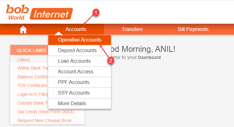 Download Bank of Baroda Statement Through Net Banking
