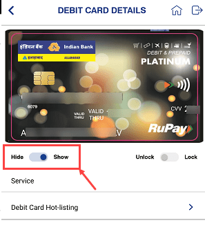 Check Indian Bank Debit Card Details Online