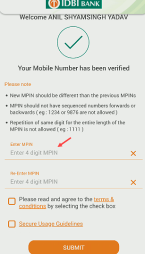 Activate IDBI Bank Mobile Banking
