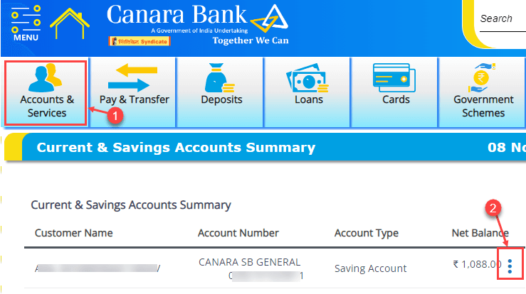 Check Canara Bank Customer ID Online