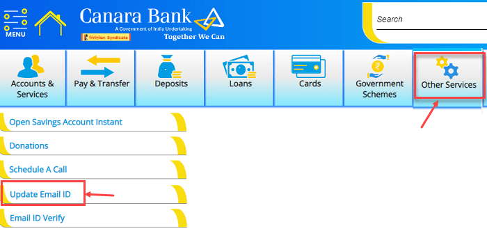 Update Email ID With Canara Bank Account Online