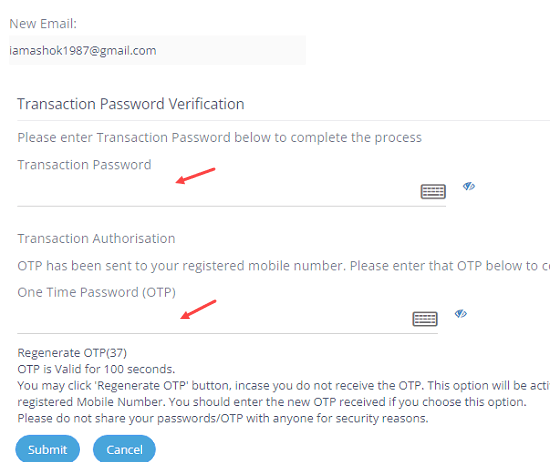 Update Email ID With Canara Bank Account Online