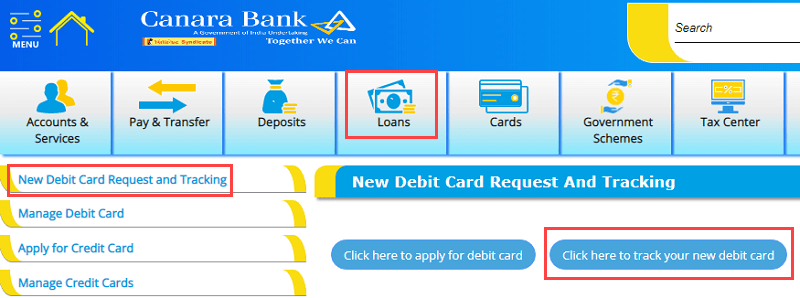 Track Canara Bank Debit Card Delivery Status Online