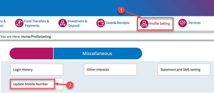 Change Central Bank of India Registered Mobile Number Online